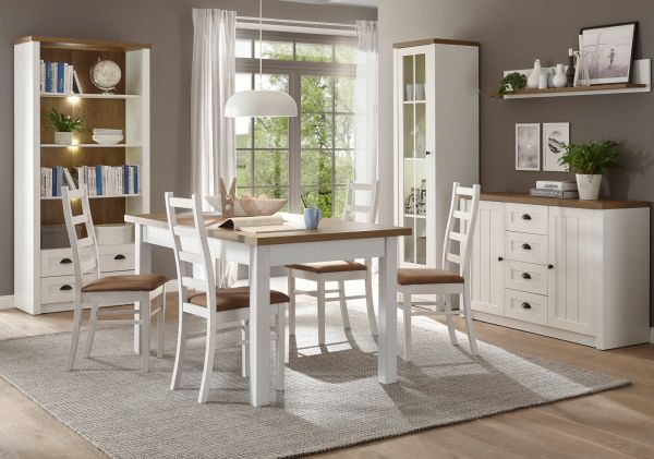Sideboard Seyne in wei� Pinie und Eiche hell Landhaus Kommode 130 x 88 cm