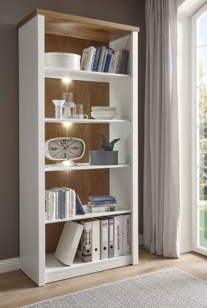 Regal Seyne in wei� Pinie und Eiche hell Landhaus Standregal 90 x 198 cm