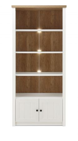 Regal Seyne in wei� Pinie und Eiche hell Landhaus Standregal 90 x 198 cm