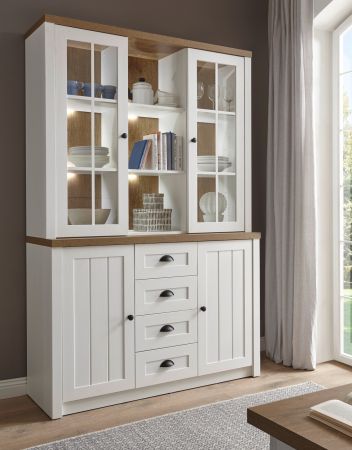 Buffetschrank Seyne in wei� Pinie und Eiche hell Landhaus Buffet 130 x 198 cm
