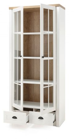 Wohnwand Seyne in wei� Pinie und Eiche hell Landhaus Wohnkombination 3-teilig 240 x 198 cm