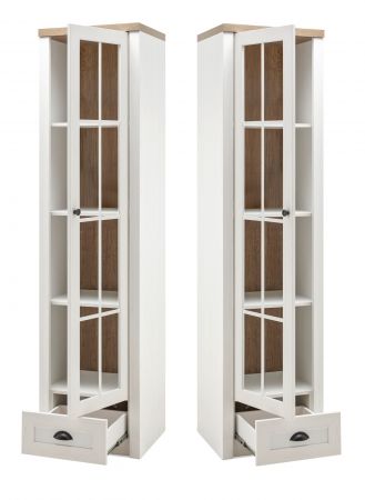 Wohnwand Seyne in wei� Pinie und Eiche hell Landhaus Wohnkombination 4-teilig 270 x 198 cm