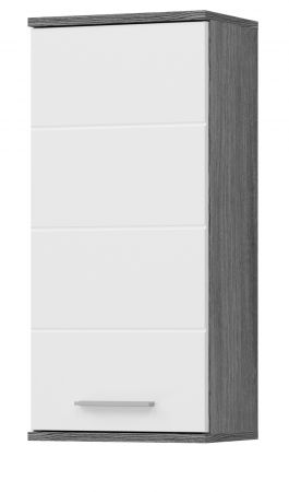 Badezimmer H�ngeschrank Bailey in wei� Hochglanz und Rauchsilber grau Badschrank 35 x 77 cm