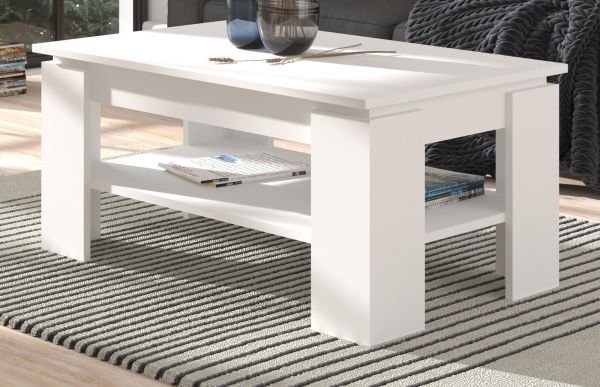 Couchtisch Selen in wei� Beistelltisch mit Ablage 100 x 60 cm
