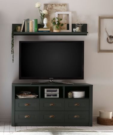 TV-Lowboard Forres in gr�n Landhaus TV Unterteil mit Komforth�he 130 x 67 cm