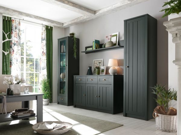 Wandboard Forres in gr�n Landhaus Wandregal 130 x 20 cm B�cherregal