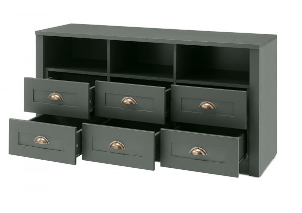 Wohnwand Forres in gr�n Landhaus Wohnkombination 3-teilig 240 x 198 cm