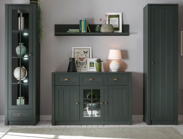 Wohnwand Forres in gr�n Landhaus Wohnkombination 4-teilig 270 x 198 cm