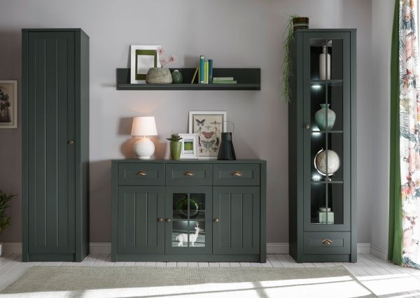Wohnwand Forres in gr�n Landhaus Wohnkombination 4-teilig 270 x 198 cm