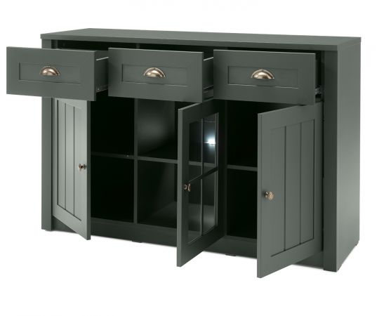 Wohnwand Forres in gr�n Landhaus Wohnkombination 4-teilig 270 x 198 cm