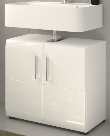 Waschbeckenunterschrank Hunter in wei� Hochglanz Badezimmer Unterschrank 60 x 54 cm