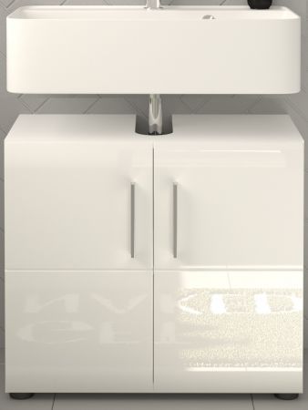 Waschbeckenunterschrank Hunter in wei� Hochglanz Badezimmer Unterschrank 60 x 54 cm