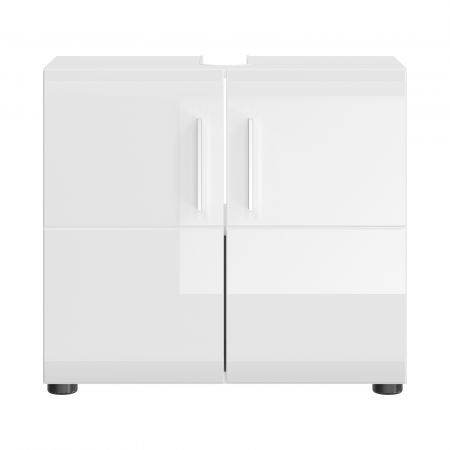 Waschbeckenunterschrank Hunter in wei� Hochglanz Badezimmer Unterschrank 60 x 54 cm