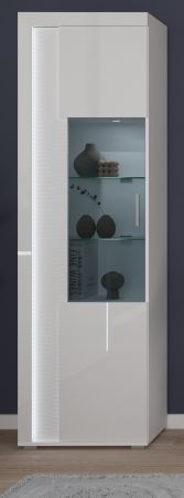 Vitrine Sunroof in wei� Hochglanz Vitrinenschrank inklusive Beleuchtung 60 x 202 cm, Soft-Close