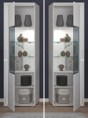 Vitrine Sunroof in wei� Hochglanz Vitrinenschrank inklusive Beleuchtung 60 x 202 cm, Soft-Close