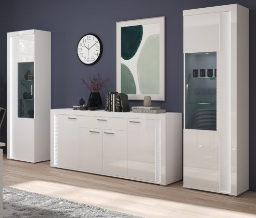 Sideboard Sunroof in wei� Hochglanz Kommode inklusive Beleuchtung 182 x 84 cm, Soft-Close