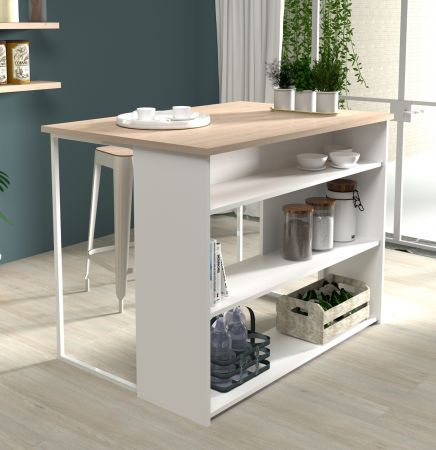 Parisot K�chenschrank Set 2-tlg. Socool1 in wei� und Jackson Eiche K�che Buffet und K�cheninsel