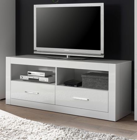 TV-Lowboard Carrara in wei� Hochglanz TV Unterteil in Komforth�he auf Rollen 150 x 61 cm