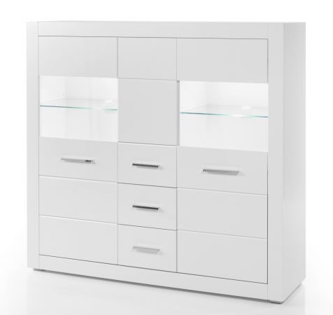 Highboard Carrara in wei� Hochglanz Wohn- und Esszimmer Anrichte 149 x 142 cm