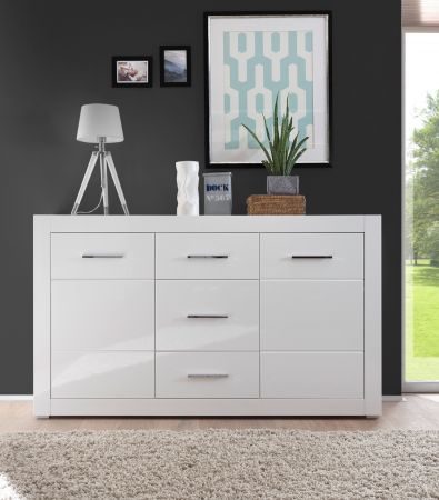 Wohnwand Carrara in wei� Hochglanz Wohnkombination 4-teilig 314 x 198 cm