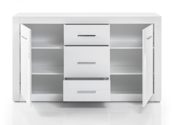 Wohnwand Carrara in wei� Hochglanz Wohnkombination 4-teilig 314 x 198 cm