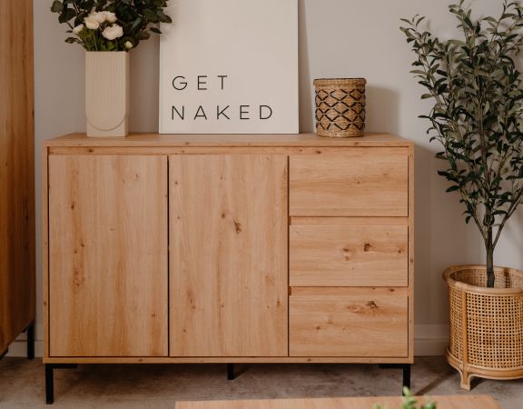 Kommode Bastia in Artisan Eiche Sideboard 120 x 87 cm