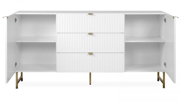 Sideboard Hawick in wei� matt mit 3D-Wellenstruktur Wohn- und Esszimmer Kommode 179 x 90 cm