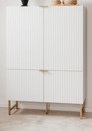 Highboard Hawick in wei� matt mit 3D-Wellenstruktur Wohn- und Esszimmer Anrichte 100 x 142 cm