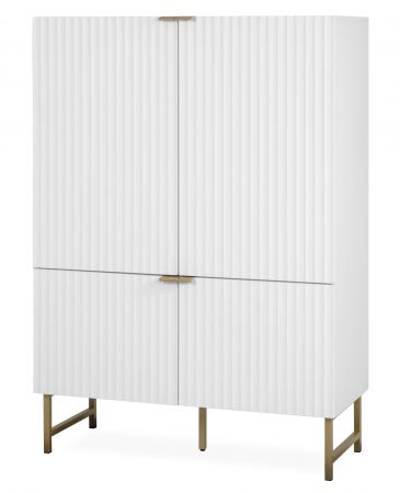 Highboard Hawick in wei� matt mit 3D-Wellenstruktur Wohn- und Esszimmer Anrichte 100 x 142 cm