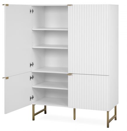Highboard Hawick in wei� matt mit 3D-Wellenstruktur Wohn- und Esszimmer Anrichte 100 x 142 cm