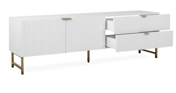 TV-Lowboard Hawick in wei� matt mit 3D-Wellenstruktur TV Unterteil in Komforth�he 179 x 61 cm