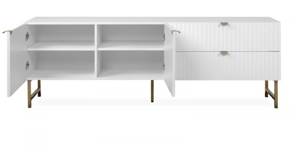TV-Lowboard Hawick in wei� matt mit 3D-Wellenstruktur TV Unterteil in Komforth�he 179 x 61 cm