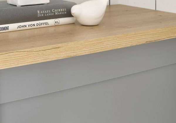 Vitrine Rideau in grau und Artisan Eiche Landhaus Vitrinenschrank 68 x 142 cm