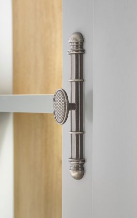 Kommode Rideau in grau und Artisan Eiche Landhaus Highboard 68 x 142 cm