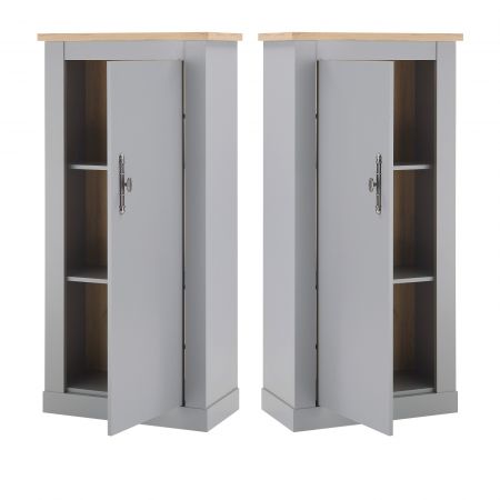Kommode Rideau in grau und Artisan Eiche Landhaus Highboard 68 x 142 cm