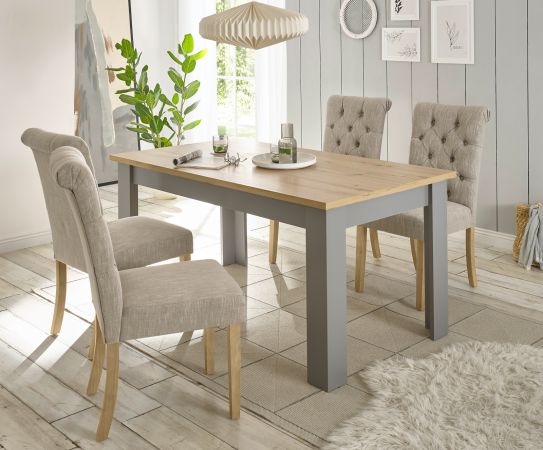 Esstisch Rideau in grau und Artisan Eiche Landhaus K�chentisch 160 x 90 cm