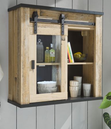 K�che H�ngeschrank Stove in Used Wood hell und anthrazit K�chenschrank h�ngend 93 x 90 cm