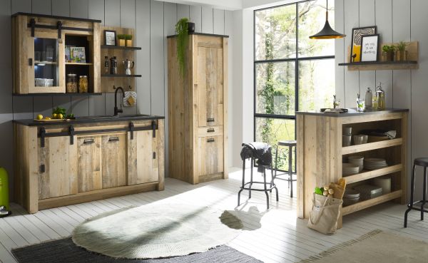 K�che H�ngeschrank Stove in Used Wood hell und anthrazit K�chenschrank h�ngend 93 x 90 cm