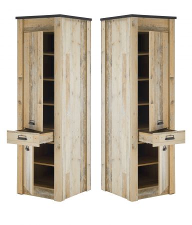 K�che Hochschrank Stove in Used Wood hell und anthrazit K�chenschrank hoch 62 x 201 cm