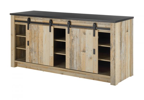 K�che Stove in Used Wood hell und anthrazit K�chenschrank Set 3-teilig