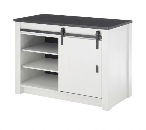 K�chenschrank Stove in wei� Pinie und anthrazit Landhaus K�che Unterschrank f�r Sp�le oder Kochfeld 133 x 93 cm