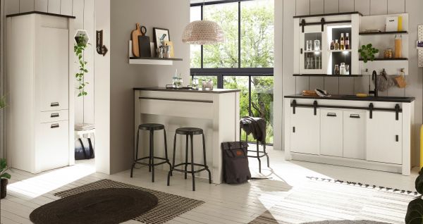 K�che H�ngeschrank Stove in wei� Pinie und anthrazit Landhaus K�chenschrank h�ngend 93 x 90 cm
