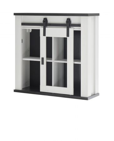 K�che H�ngeschrank Stove in wei� Pinie und anthrazit Landhaus K�chenschrank h�ngend 93 x 90 cm
