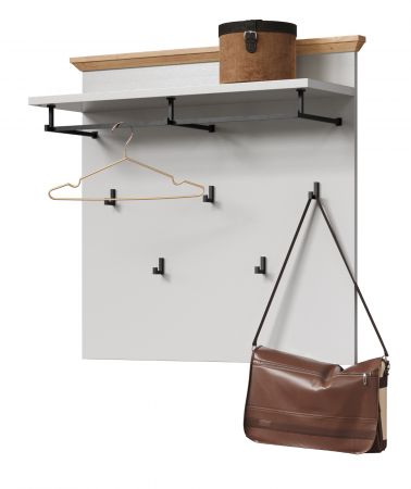 Garderobenpaneel Landside in grau und Eiche Artisan Landhaus Wandgarderobe 91 x 106 cm
