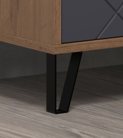 TV-Lowboard Rhomba in Graphite Grau und Eiche Kraft Gold 186 x 56 cm, Soft-Close