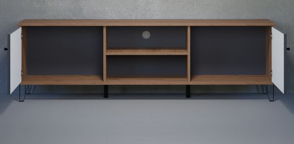 TV-Lowboard Rhomba in Graphite Grau und Eiche Kraft Gold 186 x 56 cm, Soft-Close