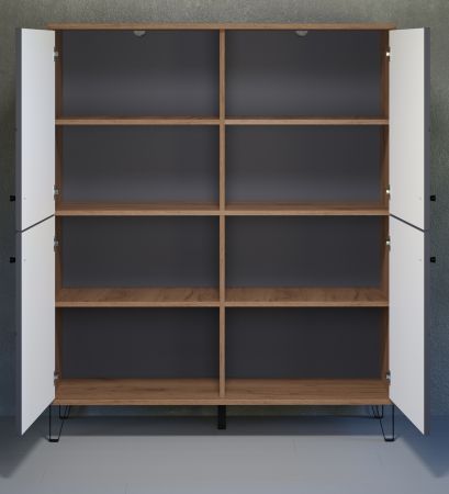 Highboard Rhomba in Graphite Grau und Eiche Kraft Gold Wohn- und Esszimmer Kommode 123 x 136 cm