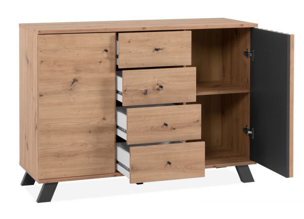 Kommode Madem in Artisan Eiche und Anthrazit mit 3D-Lamellen Wohn- und Esszimmer Sideboard 120 cm