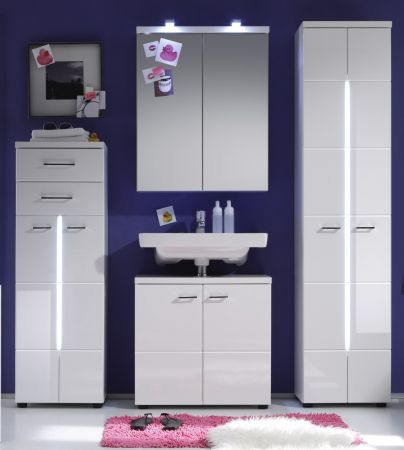 Badezimmer Waschbeckenunterschrank Nightlife in wei� Hochglanz Badschrank 65 x 63 cm