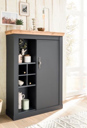 Kommode Ribera in grau und Wotan Eiche Landhaus Wohn- und Esszimmer Highboard 107 x 146 cm